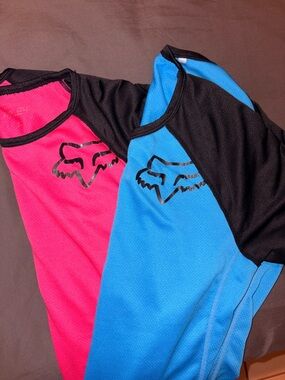 Fox Racing Women's Ripley short-sleeve cycling jersey Bundle (Blue&Pink)